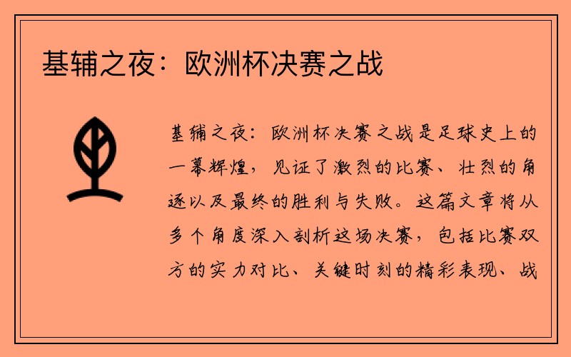 基辅之夜：欧洲杯决赛之战